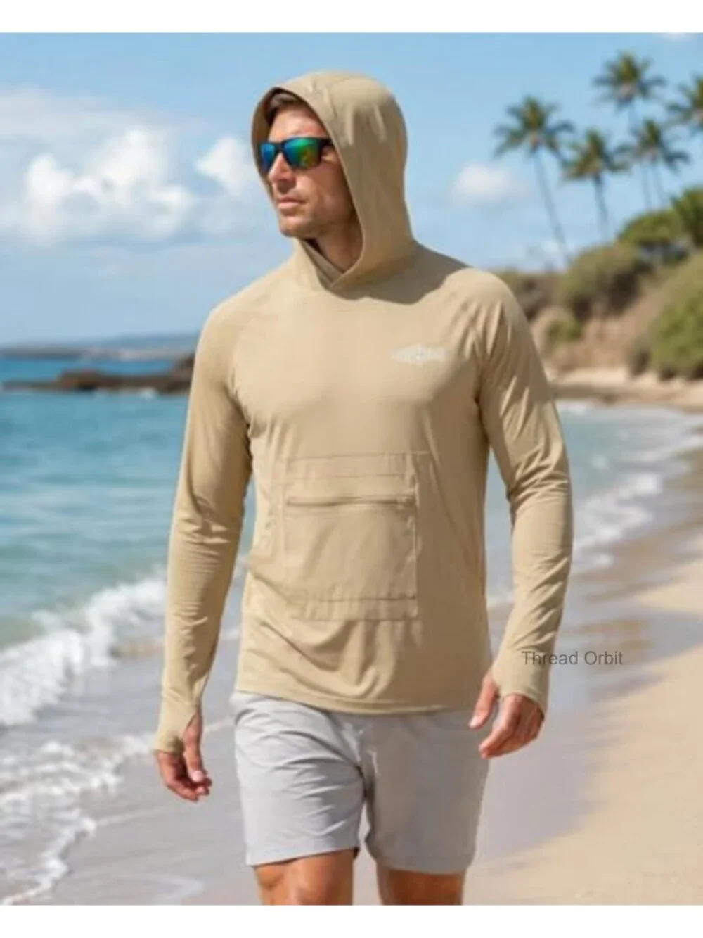 Men's Ice-Cool Silky Sun Protection Hoodie UPF 50+ Fishing Shirt Quick Dry UV